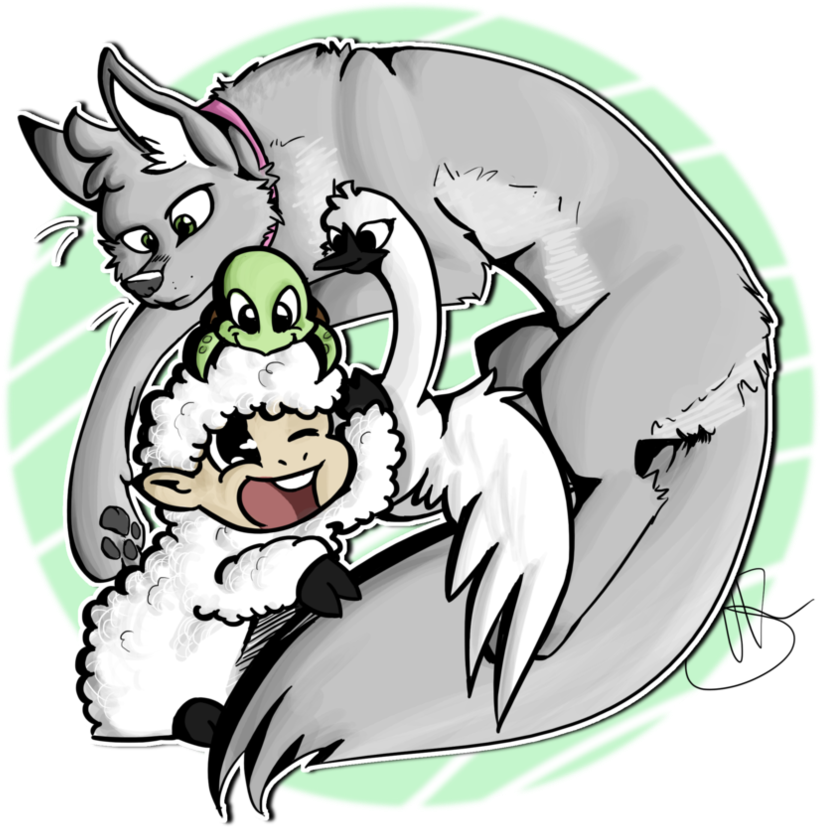 Wolf Turtle Sheep And Swan By Rainyfurz - Cartoon (894x894)