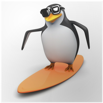 Plakát 3d Tučňák V Brýlích Na Surfovém Prkně • Pixers® - 3d Penguin Stock (400x400)
