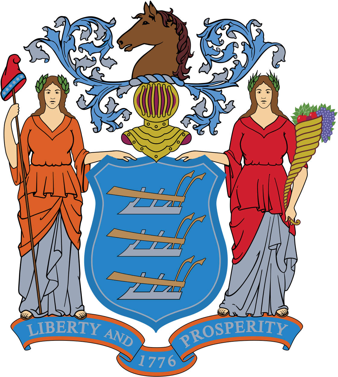 Coat Of Arms Of The State Of New Jersey - New Jersey Department Of Education (1200x1280)