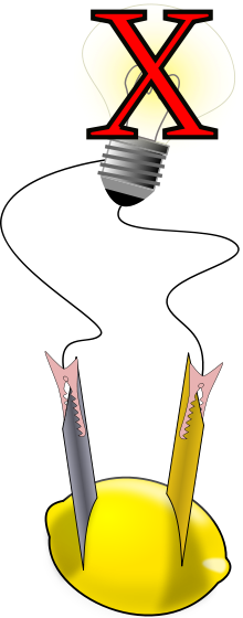 A Lemon Cell Battery Is Made With Two Metallic Electrodes - A Lemon Cell Battery Is Made With Two Metallic Electrodes (220x560)