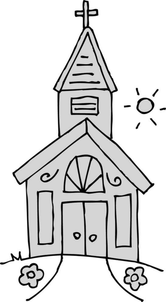 Encantador Colorear Iglesia Ideas - Church Black And White Clip Art (546x990)