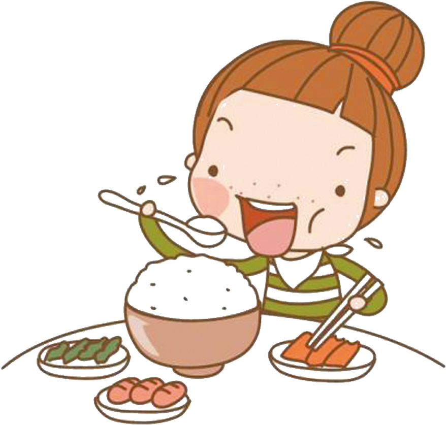 Eating Cartoon Girl - Cute Cartoon Eating - (1116x1095) Png Clipart Download