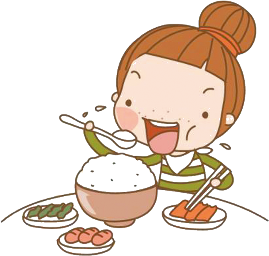 Eating Cartoon Girl - Cute Cartoon Eating (1116x1095)