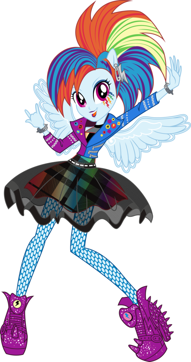 Rockin' Hair Rainbow Dash Vector By Icantunloveyou - Mlp Eg Rockin Hairstyle Rainbow Dash (650x1227)