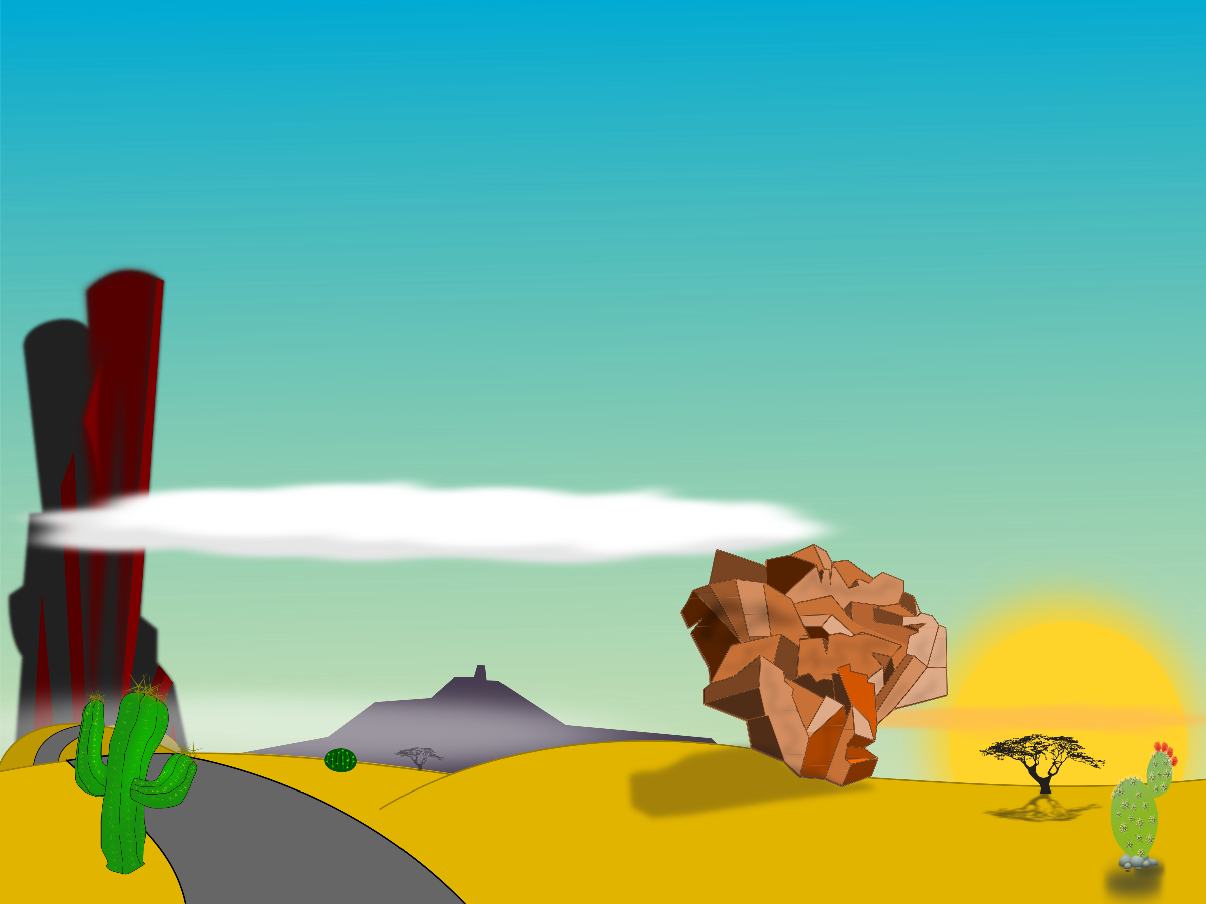 Desert Clipart Desert Scene - Desert Clipart Background (2400x1800)
