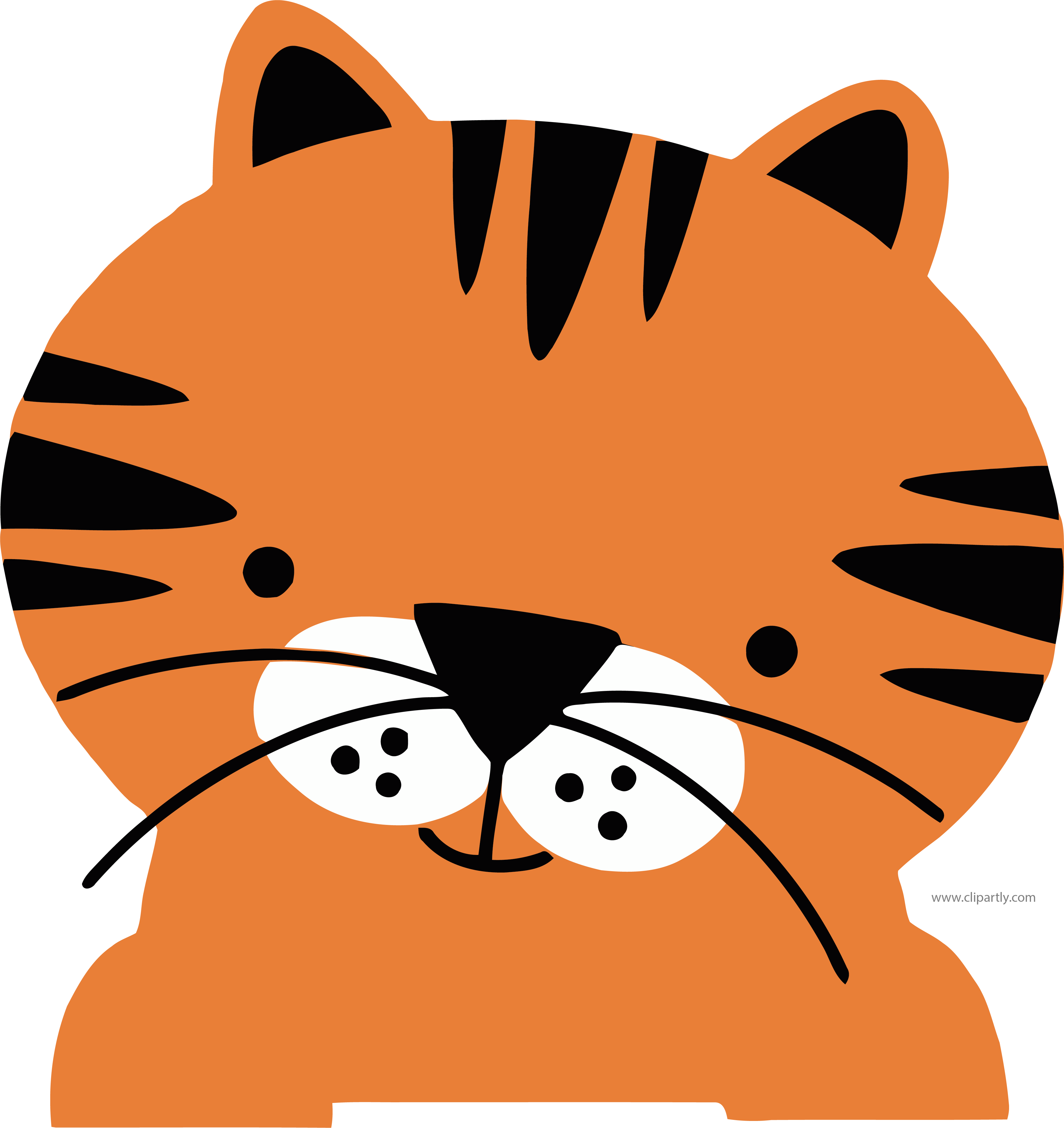 Tomato Red Color Basic Tiger Face Clipart Png - Cute Wild Animal Clipart (3931x4168)