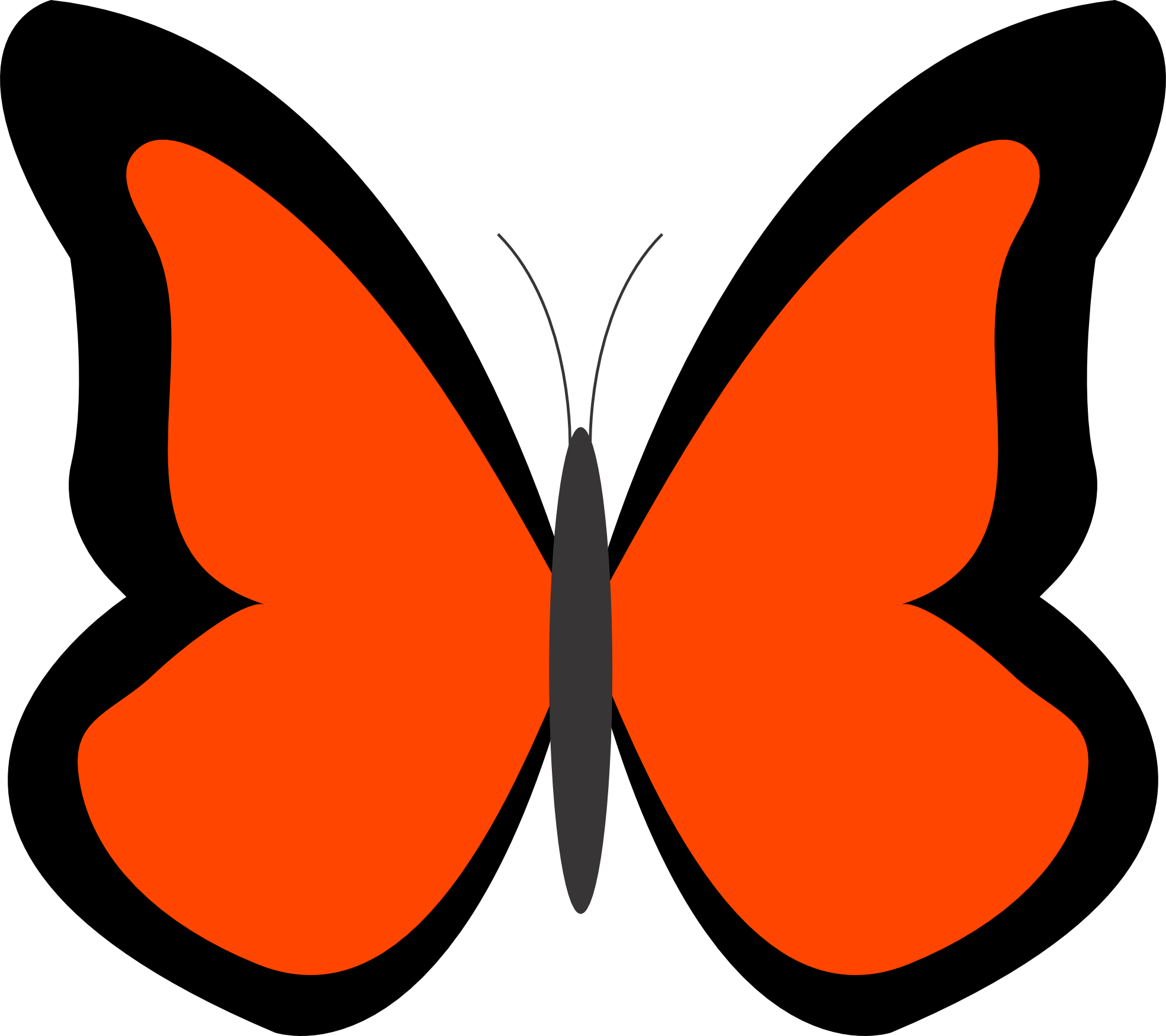 Orange Color Clipart - Butterfly Clipart Simple (1969x1750)