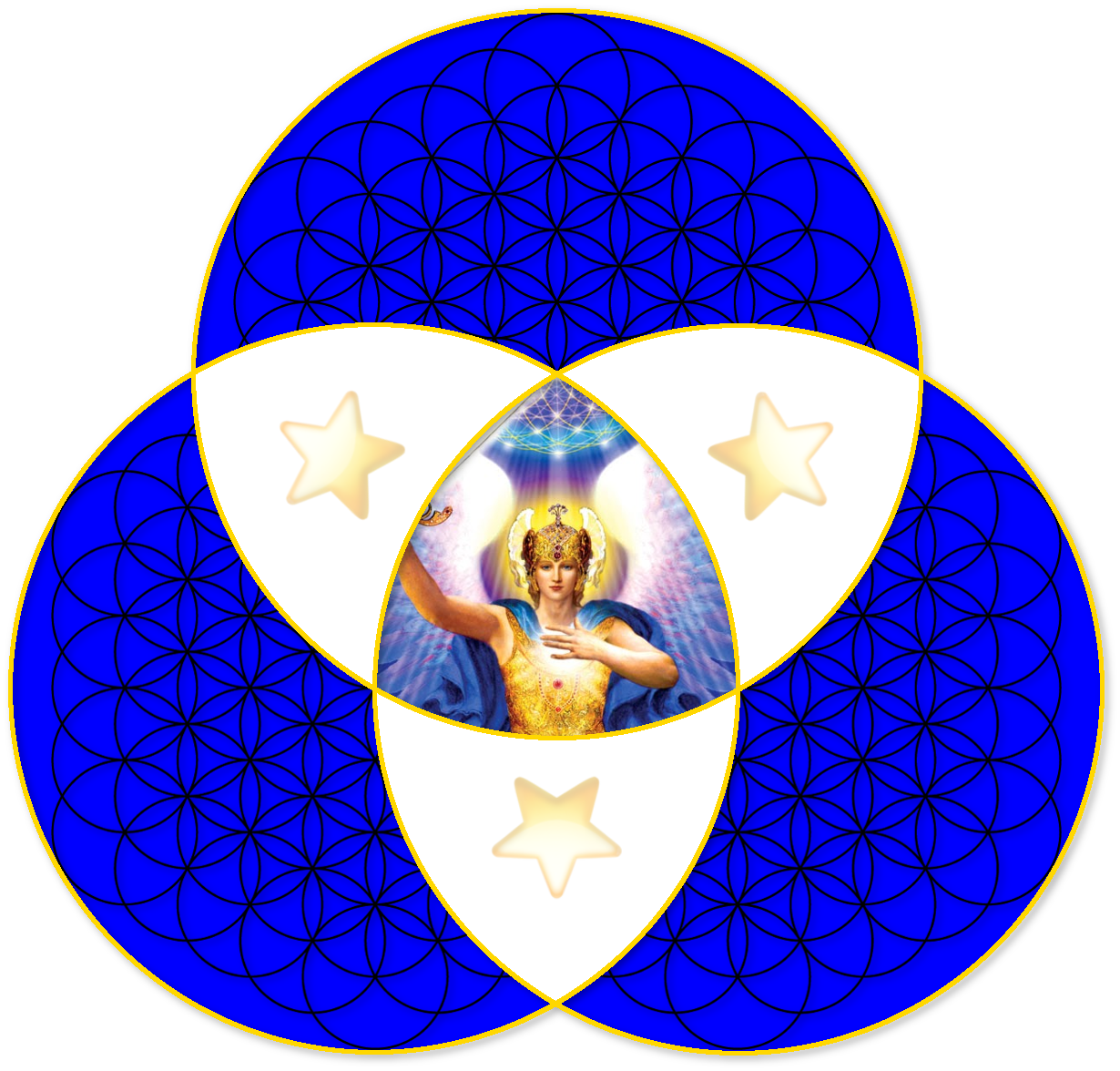 Triquetra Blue Vector Ds Aa Michael Emoji Star Outer - Triquetra And Three Circles (1230x1176)