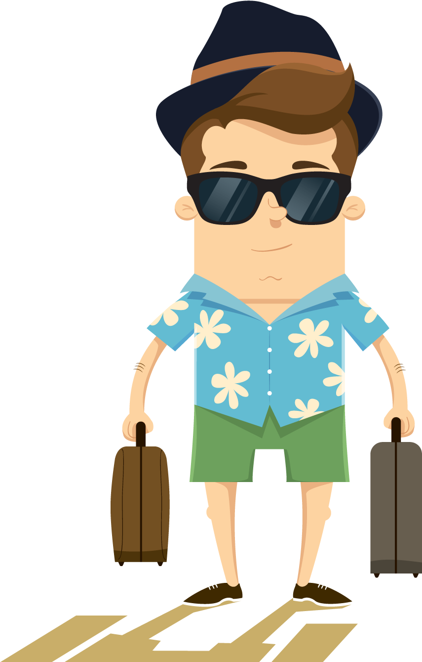 Tourism Summer Vecteur - Animation Tourist Png (1600x1920)