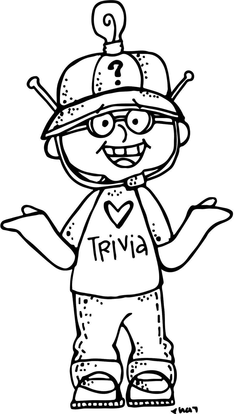 Elf Clipart Melonheadz - Melonheadz Thinking Clipart Black And White (905x1600)