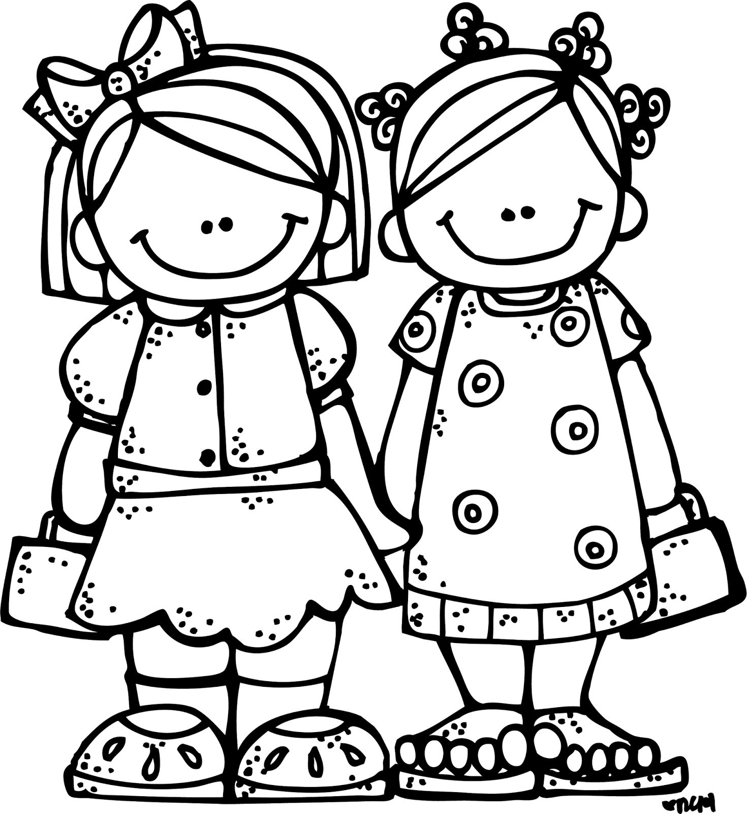 Clip Art Library - Sisters Black And White Clip Art (1470x1600)