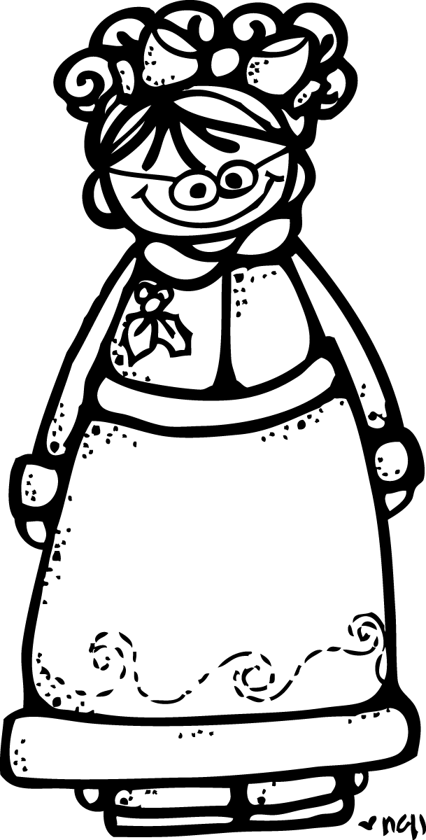 Melonheadz - Mrs - Claus - Clipart Grandma Melonheadz Black And White (609x1200)