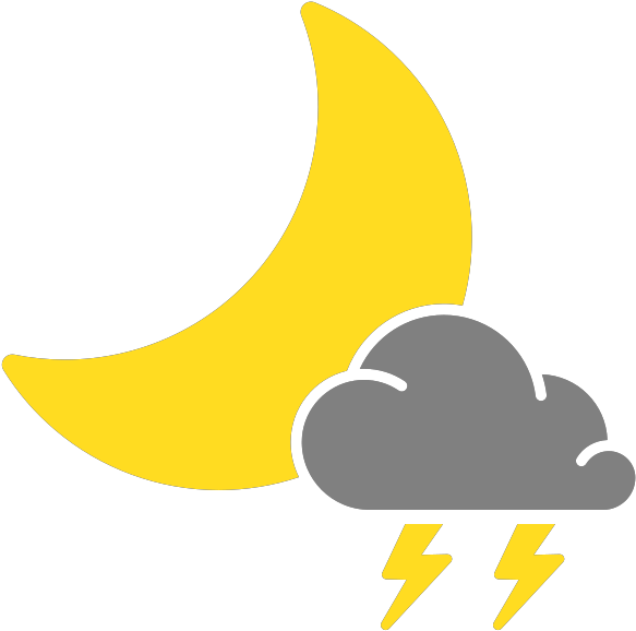 Simple Weather Icons Scattered Thunderstorms Night - Isolated Thunderstorms Weather Icons (600x600)