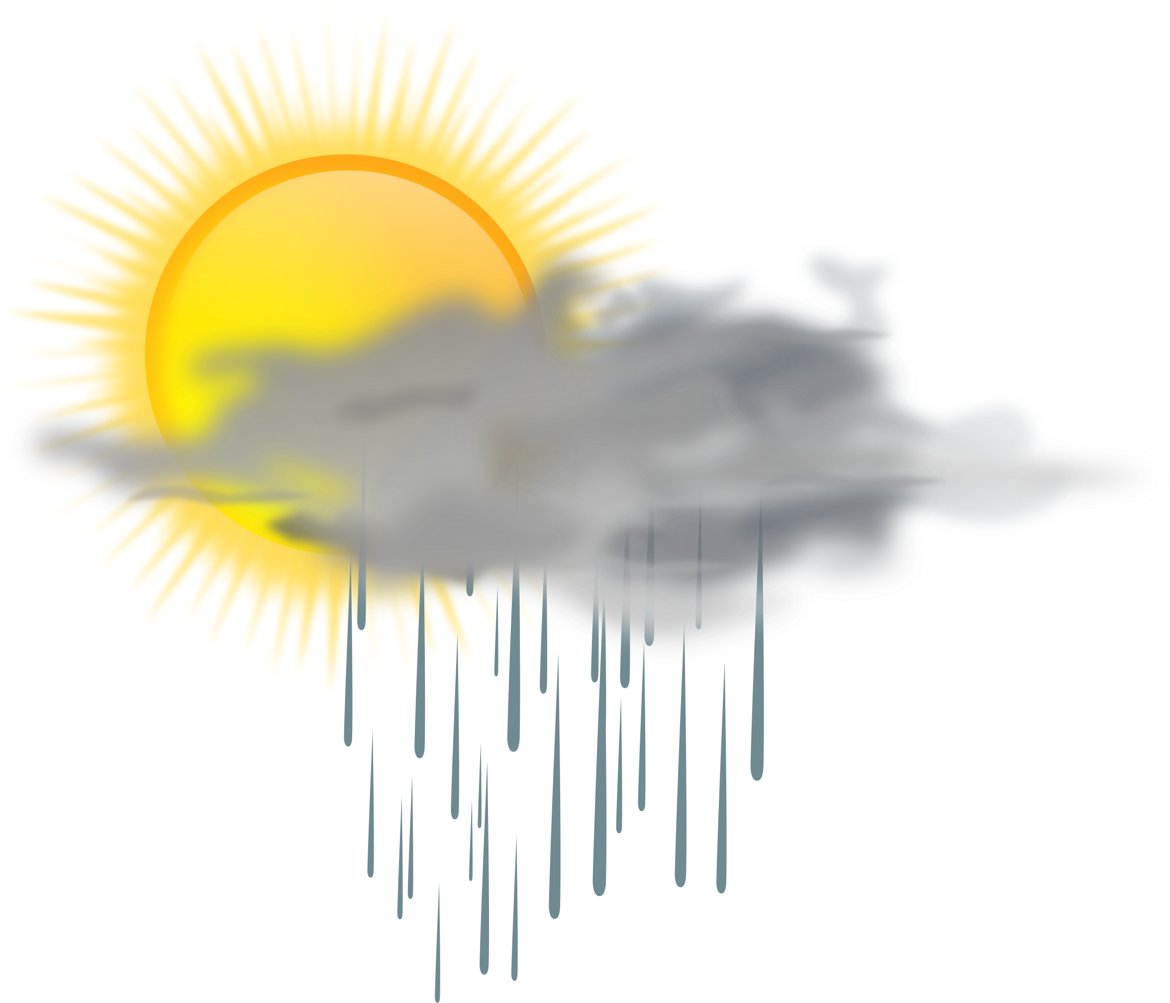 Rain Clipart Weather Icon - Sun And Rain Clouds (2400x2400)