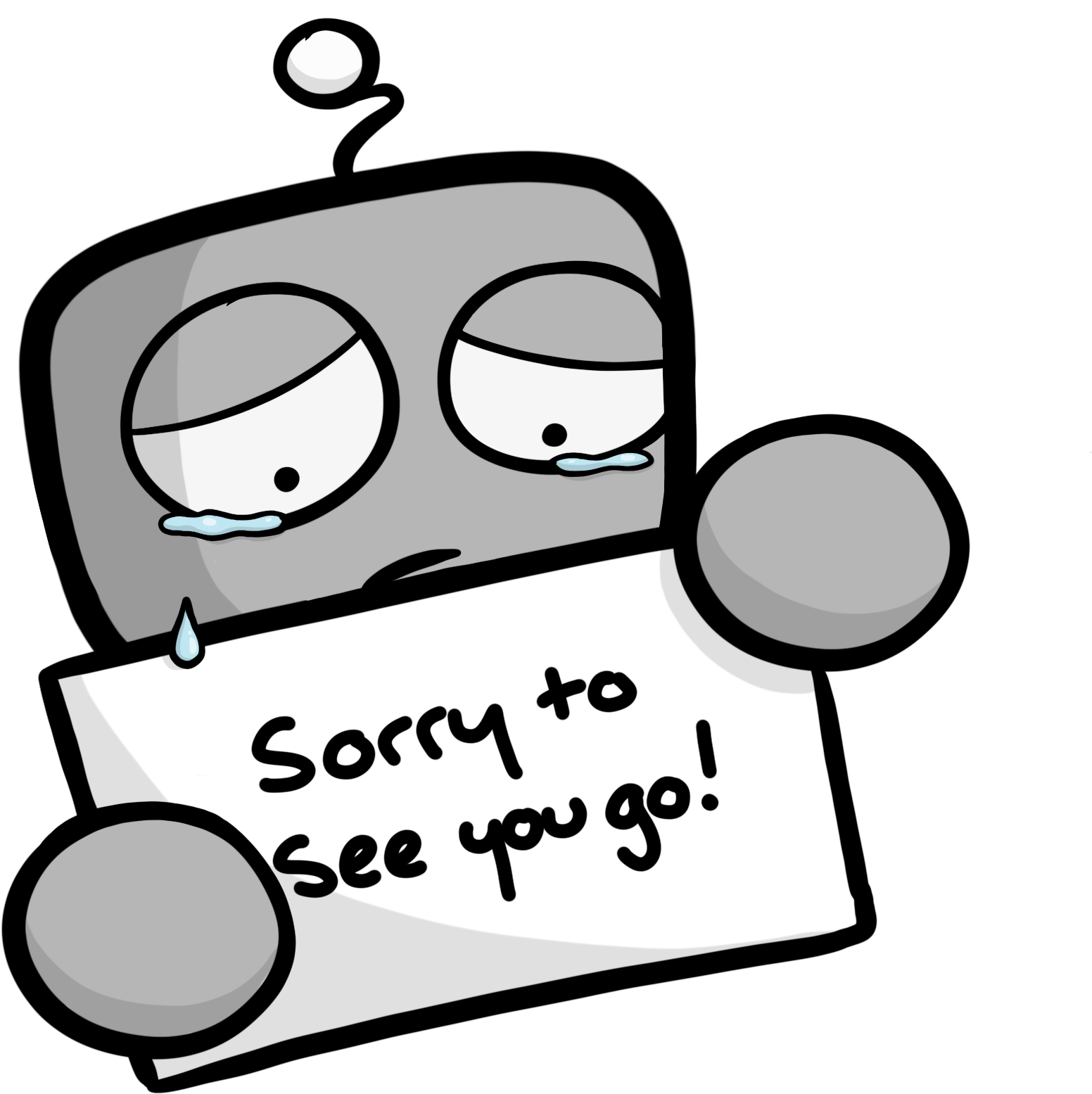 Sad Crying Robot Holding A Sign That Says 'sorry To - Crying (2048x2048)