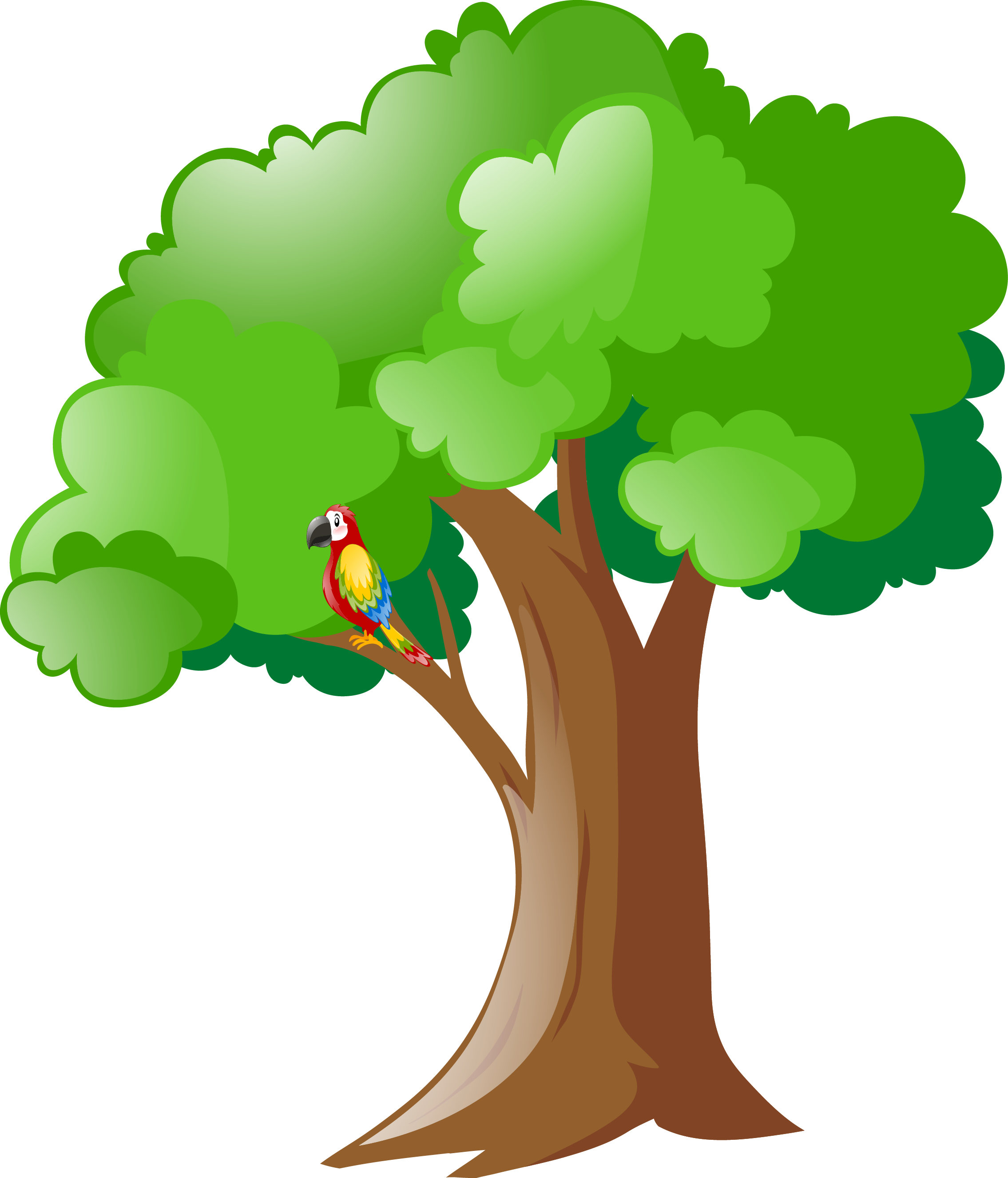 Vector Hand Painted Tree On The Parrot - Tree (2270x2653)