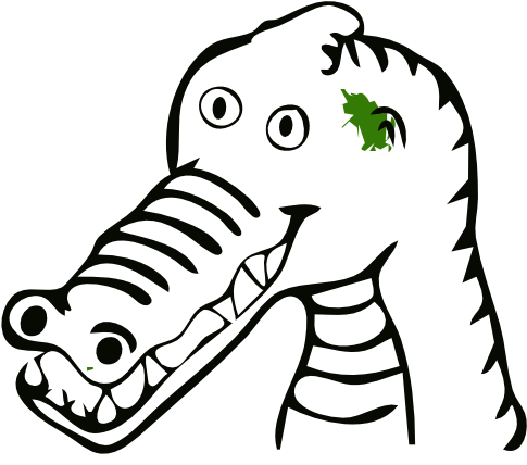 Krokodil Farbe Drawn Crocodile Art Sheet Page Black - Color (555x490)