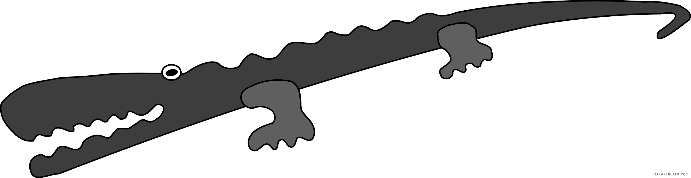 Crocodile Animal Free Black White Clipart Images Clipartblack - Crocodile (2400x619)