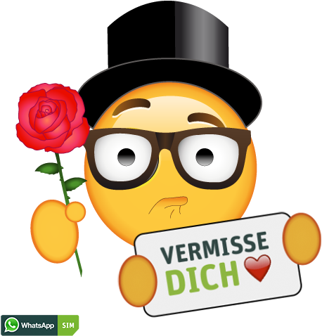 Genervtes Emoticon Mit Augenbrille Und Blick Oben - Smiley Ich Vermisse Dich (500x500)