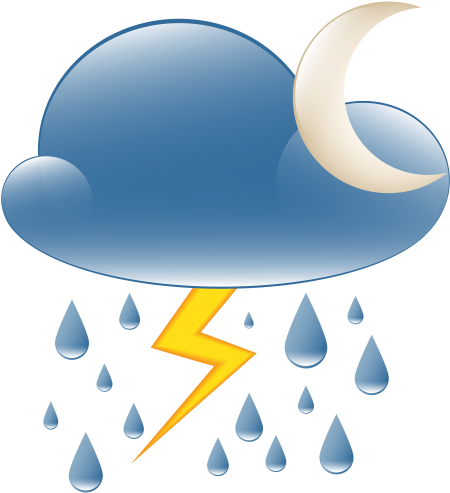 Thundery Showers Night Weather Icon Png Clip Art - Thundery Clipart (457x500)