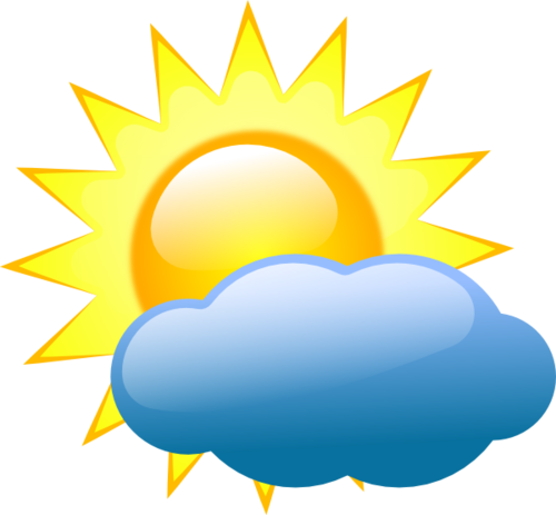 Frost Clipart Clear Weather - Partly Cloudy Weather Symbol (500x463)