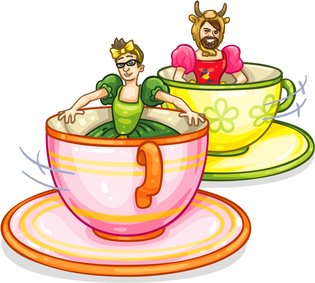 Wallabee World - Tea Cup Ride Cartoon (1024x1024)