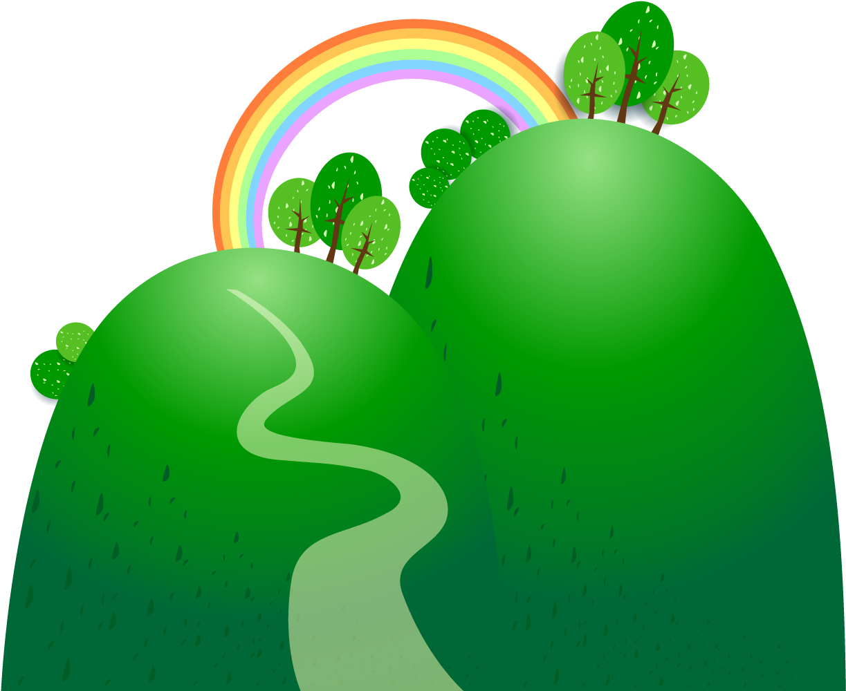 Vector Material Rainbow Hillside - Canvas Print (1258x1025)