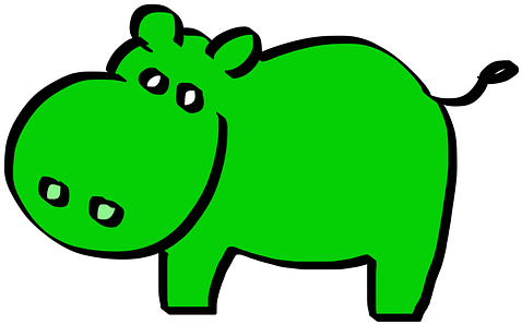Green Hippo Cartoon Hippopotamus Hippo Hip - Green Hippo (640x480)