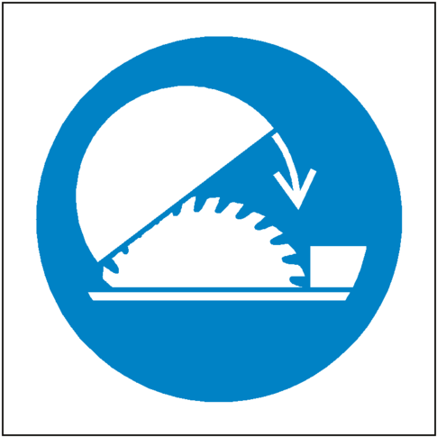 Use Saw Guard Symbol Label - Gebotsschild Schutzhaube Für Tischkreissäge Benutzen (600x600)
