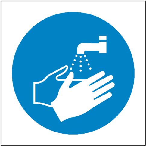 Wash Your Hands Symbol Label - Wash Hands Safety Sign (600x600)