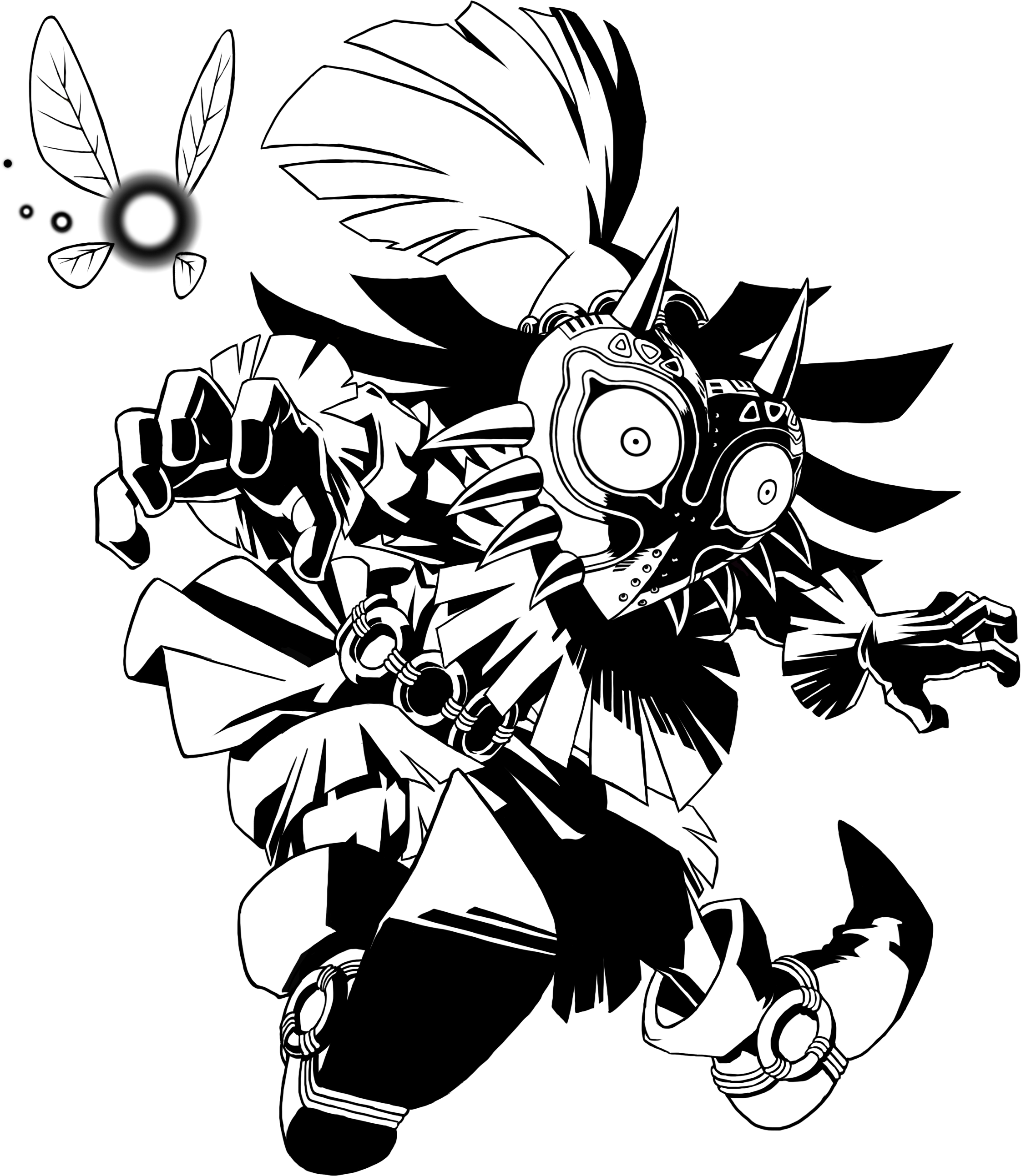 Majora's Mask 3d Skull K - Legend Of Zelda Line Art (2244x2586)