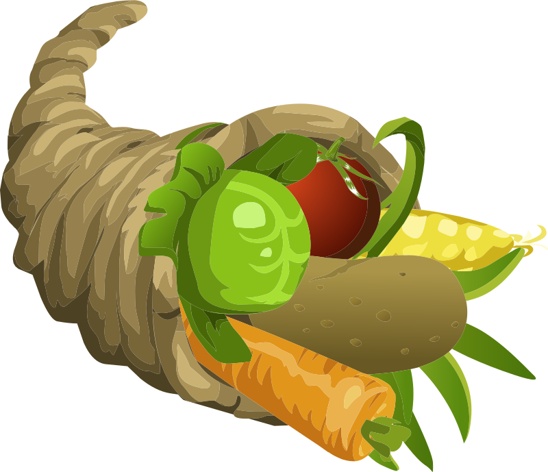 Thanksgiving Clipart Crops - Cornucopias De Verduras Png (800x689)