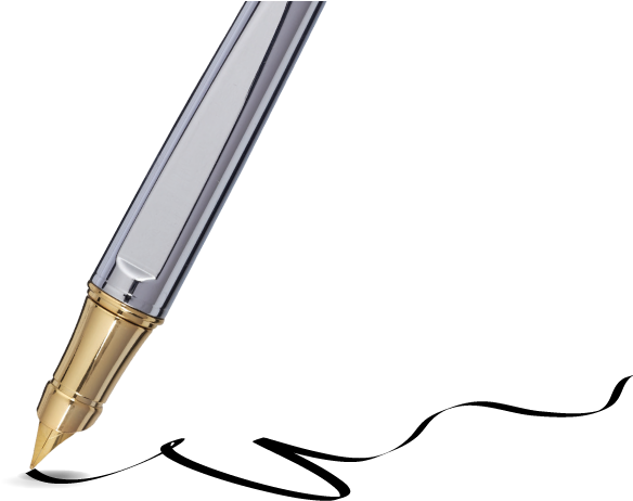 Pin Pen Signature Clipart - Writing With A Pen Png (593x473)