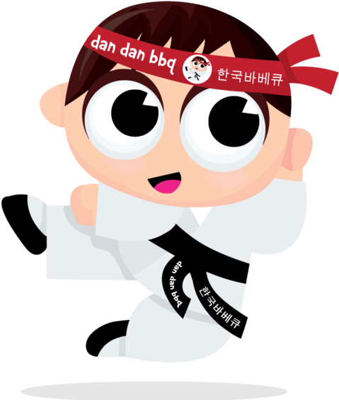 Dan Dan Bbq - Karate Kid Cartoon (500x572)