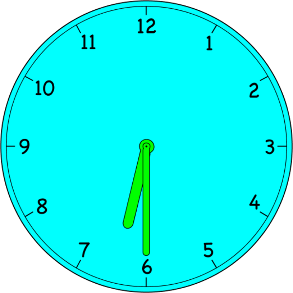 Analog Clock Six Thirty Clipart - Clock Clip Art (600x600)