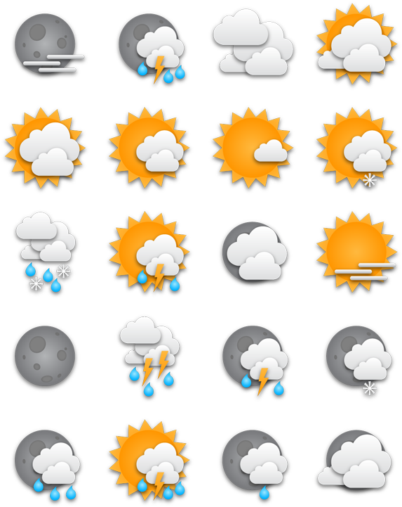 10 Perfectly Shaped Weather Icon Sets - Weather Icon (592x740)