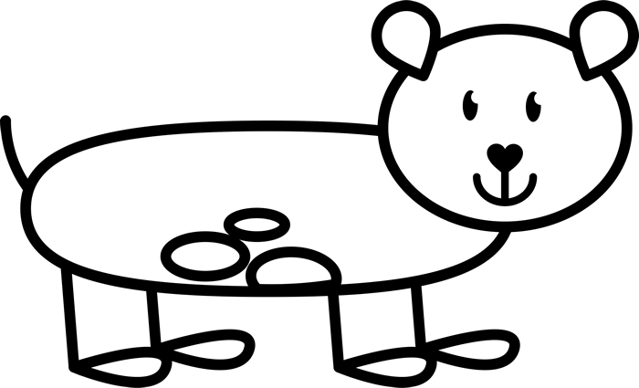 Guinea Pig Outline Rubber Stamp - Stick Figure Turtle (700x425)