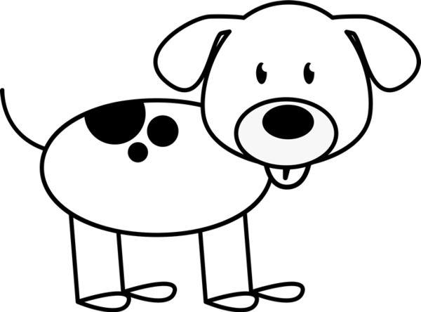 Dog Spots On Back Outline Stamp - Dog Stick Figure (600x444)