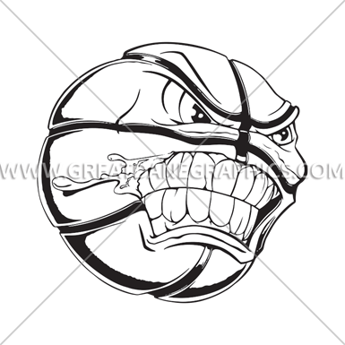 Basketball Angry Ball - Angry Basketball Black And White (385x385)