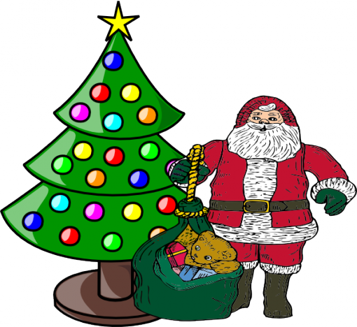 Kaufman, Kemp Churches Hillcrest Baptist Church, First - Santa Claus And Christmas Tree Clip Art (510x468)