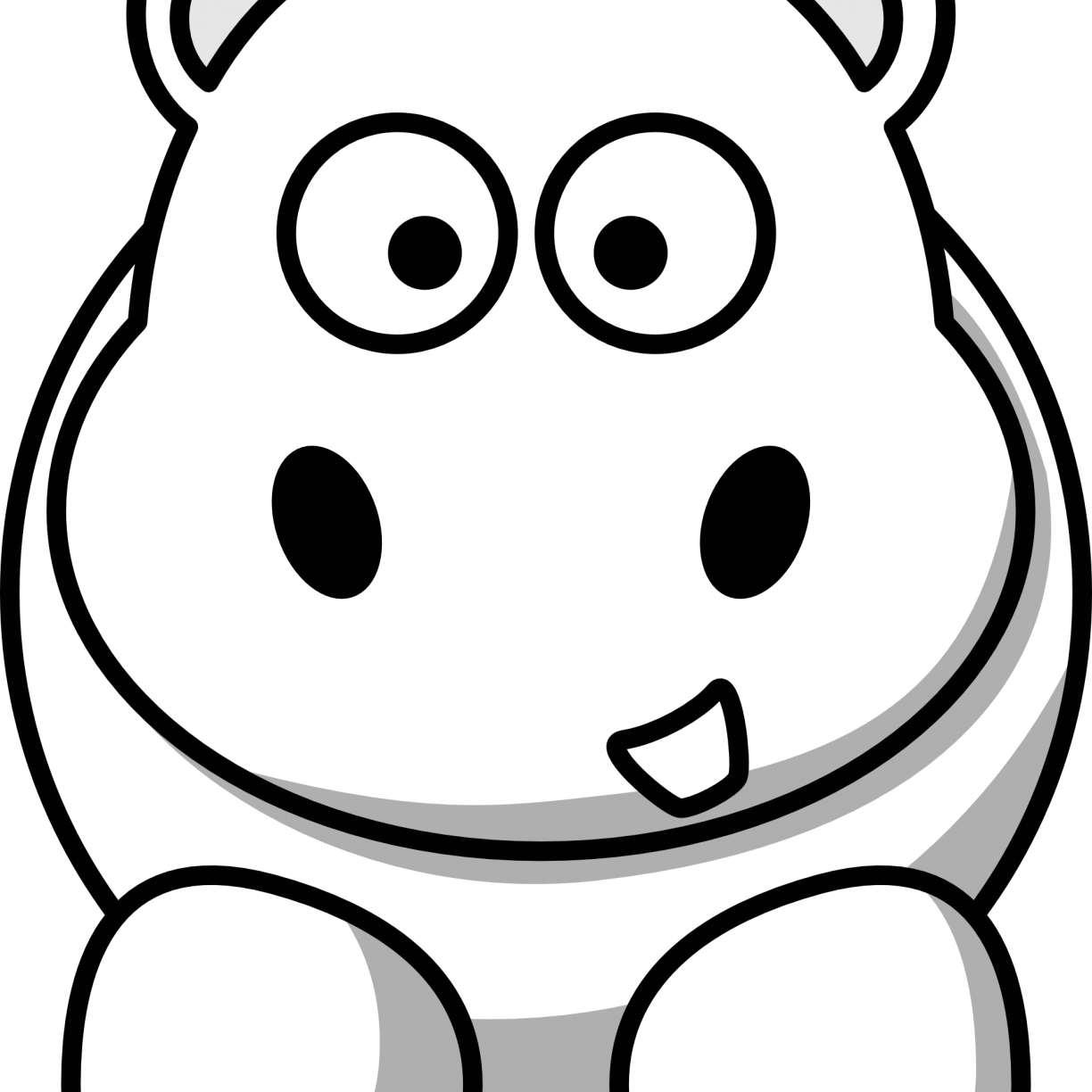 Baby Hippo With Mother Coloring Page Free Printable - Simple Cartoon Animal Drawings (1224x1224)