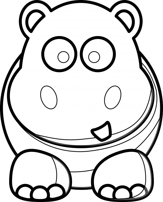 Hippo Lineart Coloring Pages 268624 Hippopotamus Coloring - Clipart Hippo Black And White (640x790)