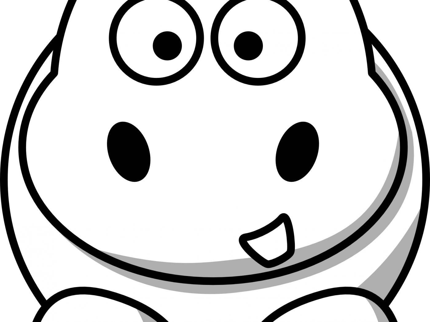 Baby Hippo With Mother Coloring Page Free Printable - Simple Cartoon Animal Drawings (1400x1050)