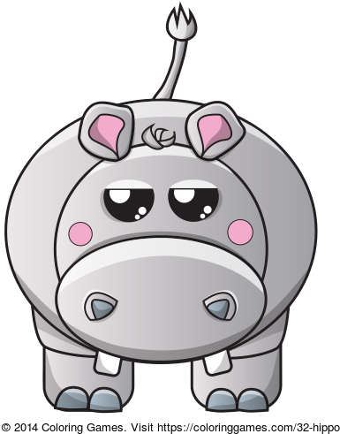 Cute Animal Coloring Sheets Hippos Electronics - Hippopotamus (500x500)