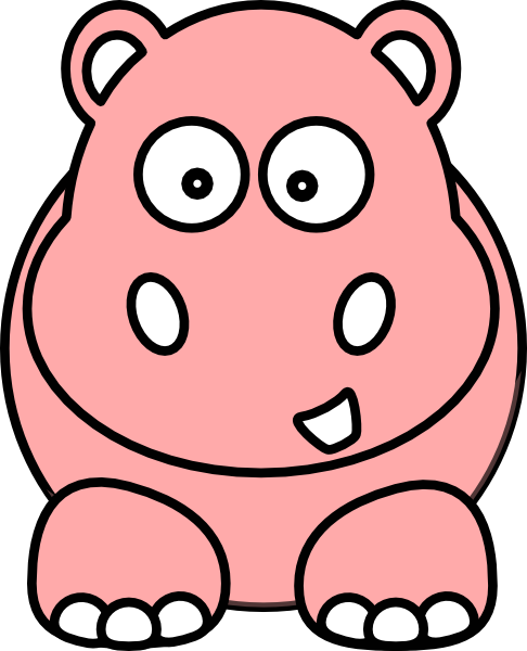 Red Clipart Hippo - Simple Cartoon Animal Drawings (486x600)