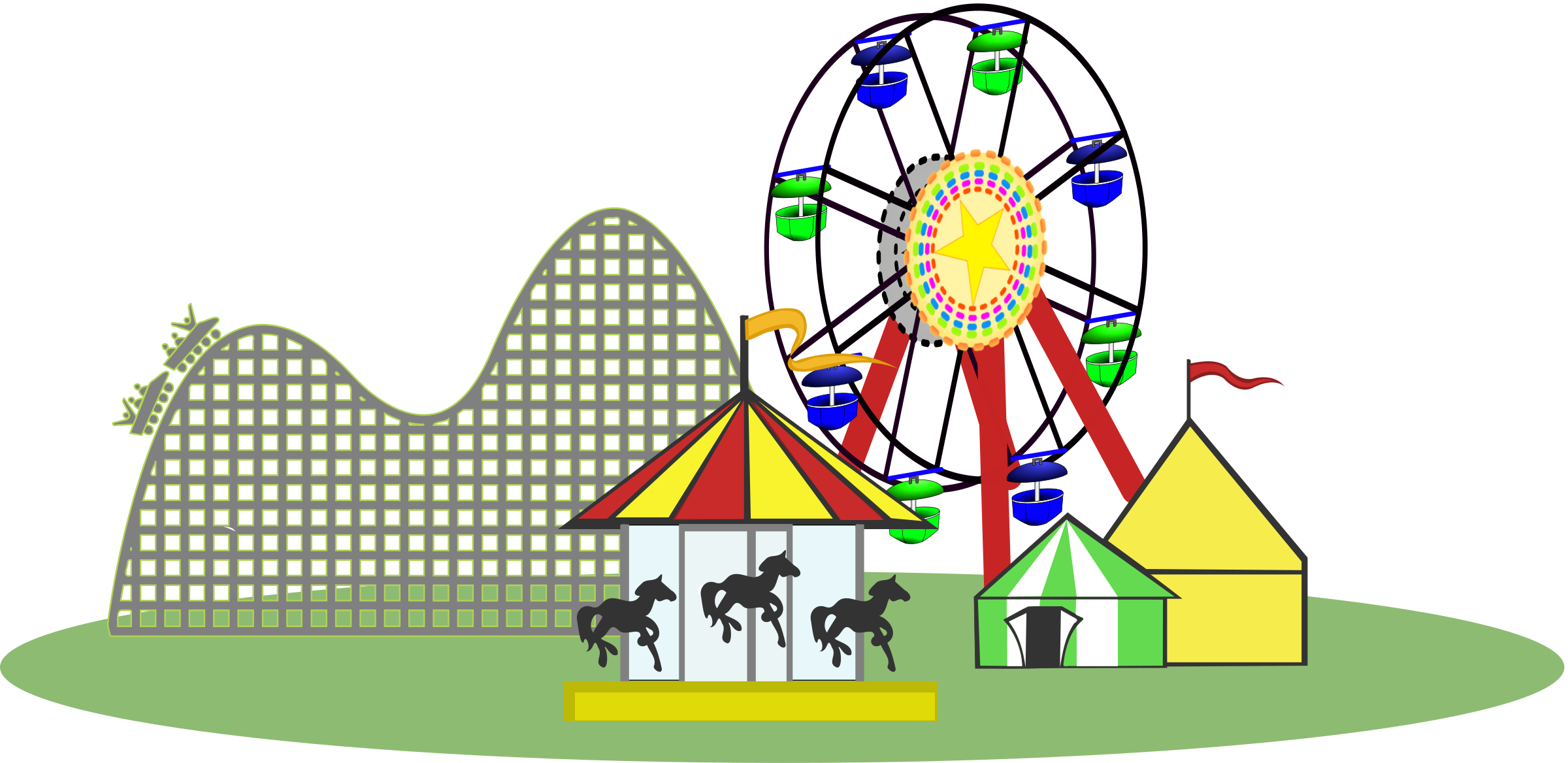 Carnival Amusement Park Setting Clip Art - Amusement Park Clip Art (2400x1168)