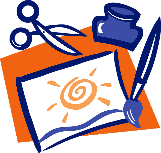 Glue Stick Paintbrush Clip Art - Scissors And Glue (640x607)