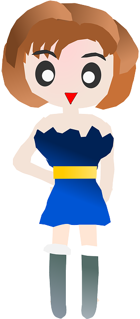 Teenager, Girl, Dress, Woman, Teen, Cute, Shy, Child - Animasyon Mavi Kız Png (320x640)