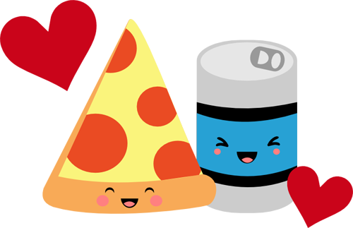 Kawaii Pizza And Beer - Beer And Pizza Png (500x323)