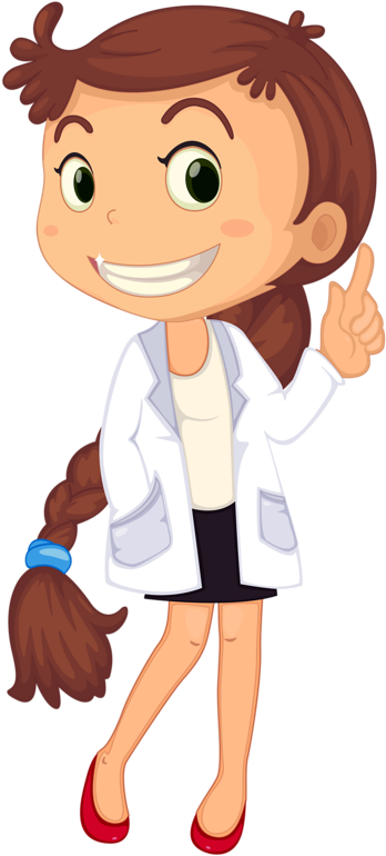 Girl In Science Lab Coat Cartoon (409x800)